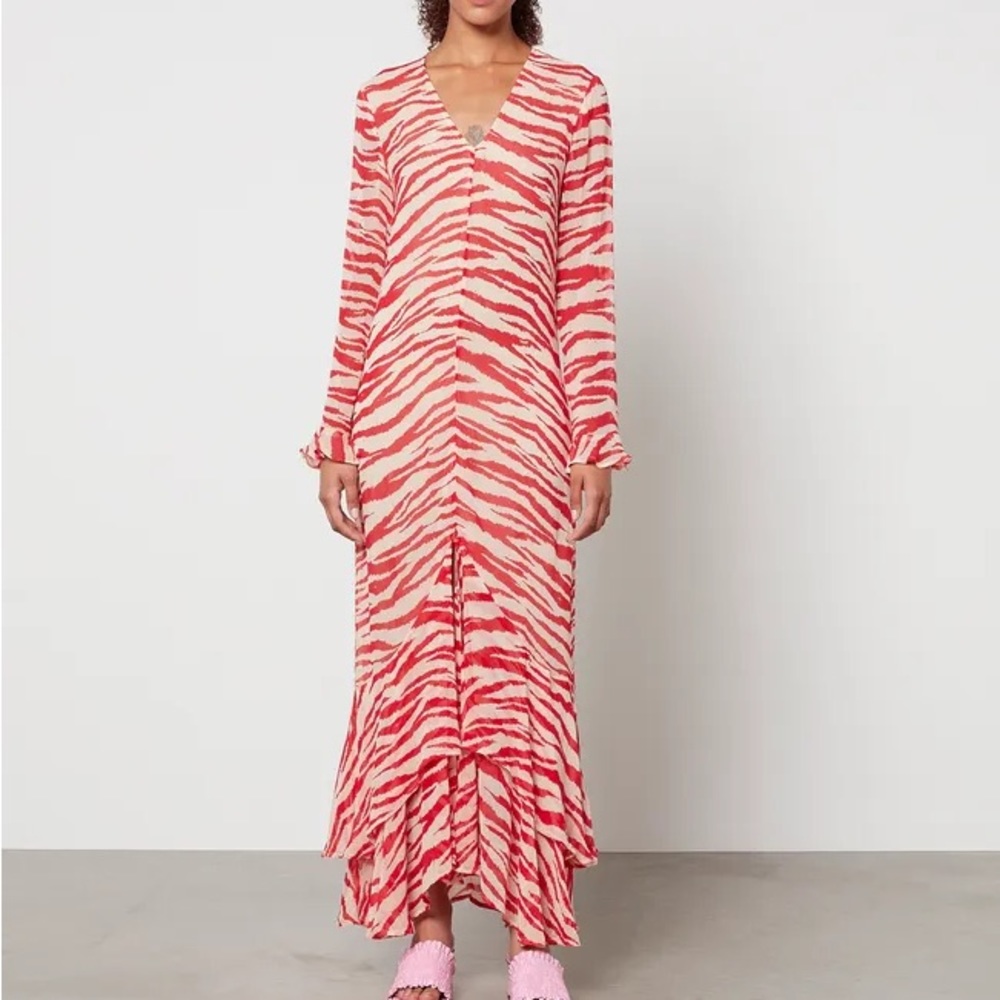 GANNI red zebra printed maxi dress
